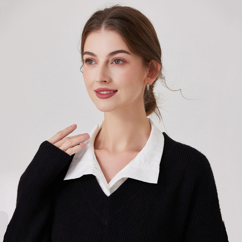 Turn seconds into a beautiful girl's pearl collar cute and lovely white pure cotton shirt style collar