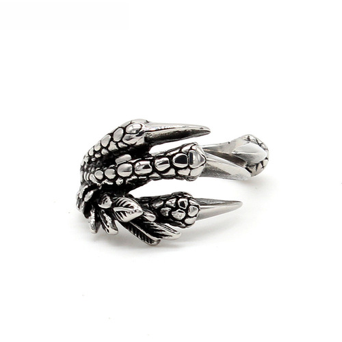 R0559-NK01 Wholesale Fashion Accessories, Unique Retro Punk Dragon Claw Men's Titanium Steel Ring