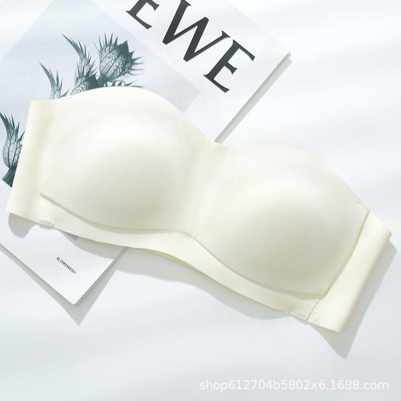 Top de tubo sin costuras para mujer, sujetador antideslizante sin tirantes, push-up de pecho pequeño, transpirable, fino, invisible, con correa para el pecho