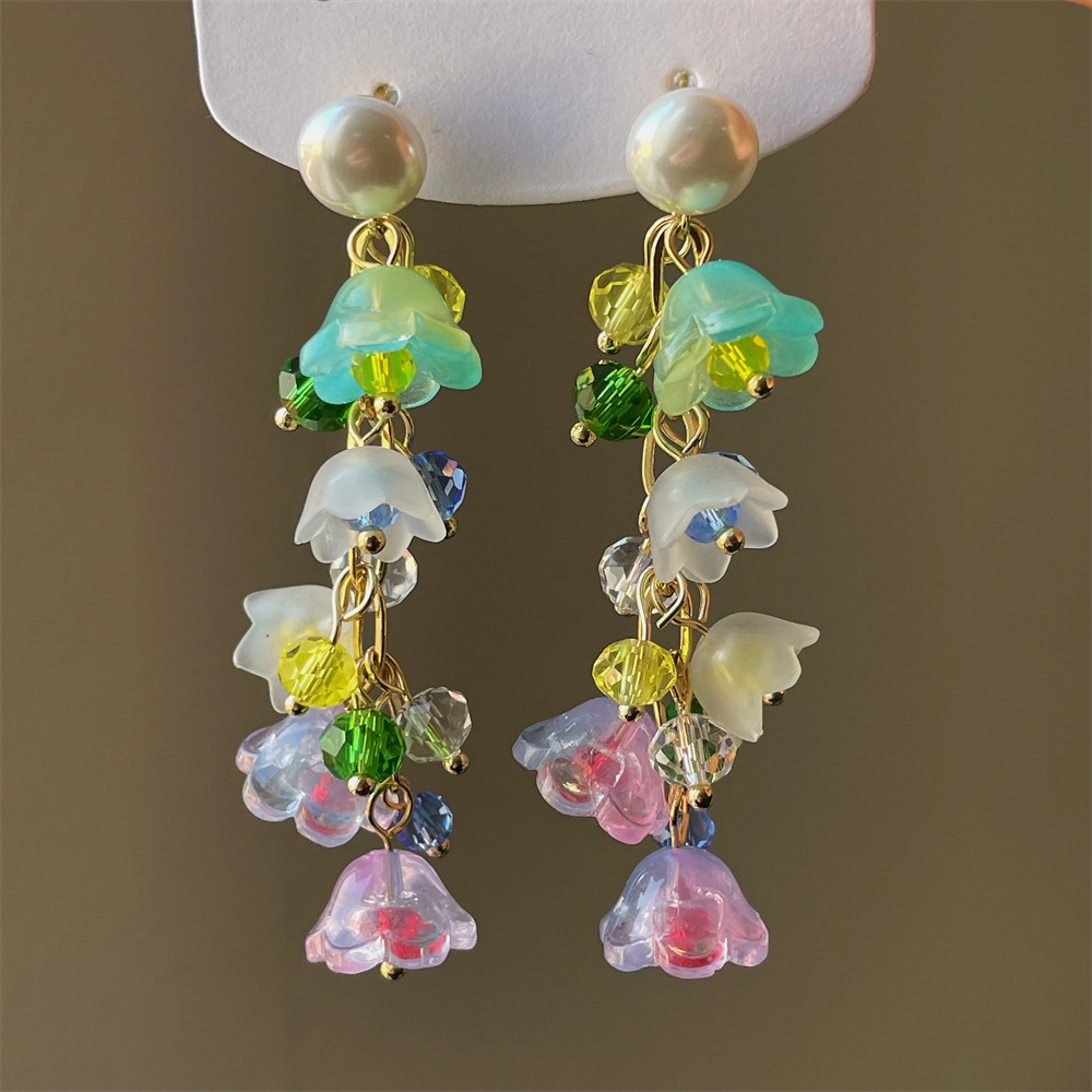 Plating Design 1 Pair Casual Elegant Sweet Flower Plating Alloy Plastic Drop Earrings