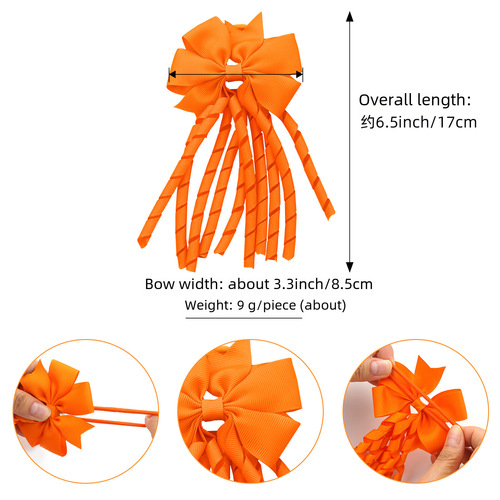 European and American-style children's hair accessories: cheerleading stage streamer curls with tassels, swallowtail bows, and elastic hair bands—perfect for adding a touch of flair to any look!