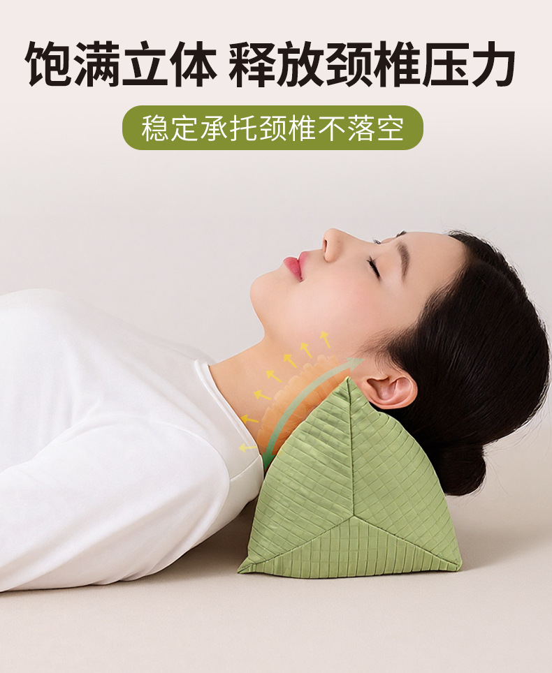 Buckwheat Hull Triangle Neck Pillow with Mugwort and Rose Filling Supportive Cervical Bed Pillow for Single Adult Use quality and texture