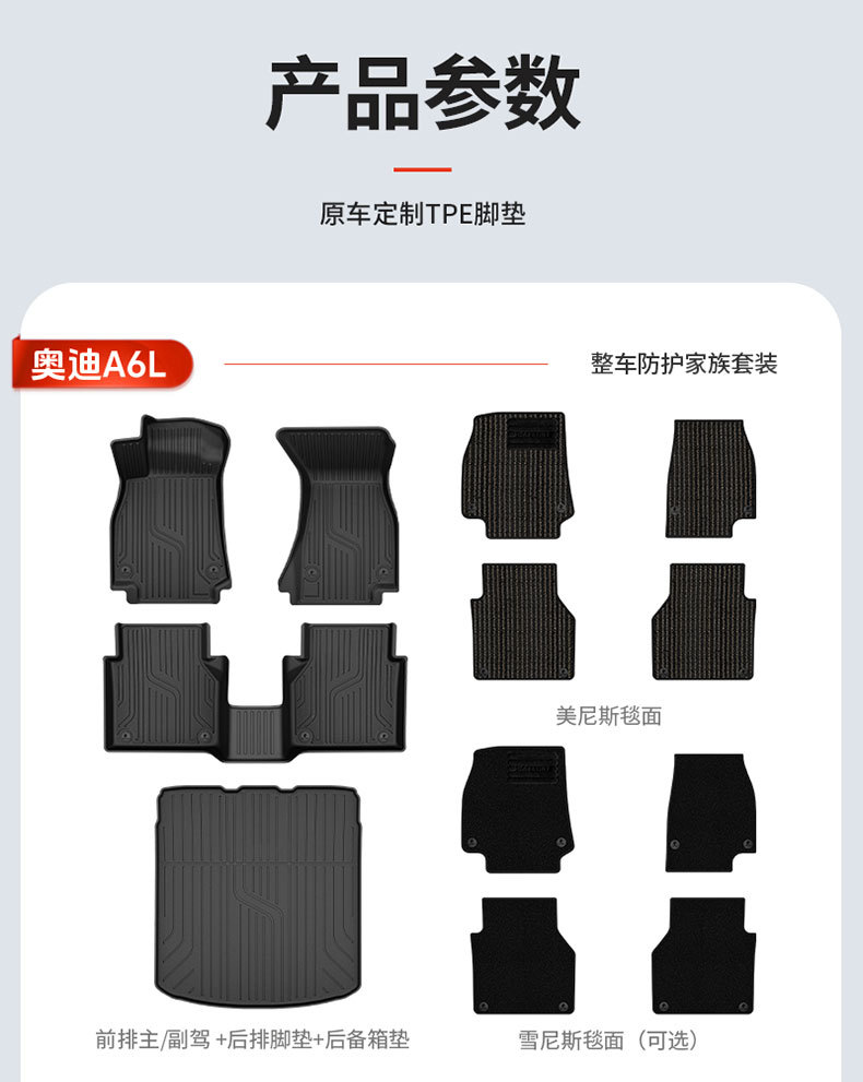 Suitable for Imported Audi A3 A3La4L A5L A6L A7L A8L Q3 Q5L Full Tpe Car Floor Mats