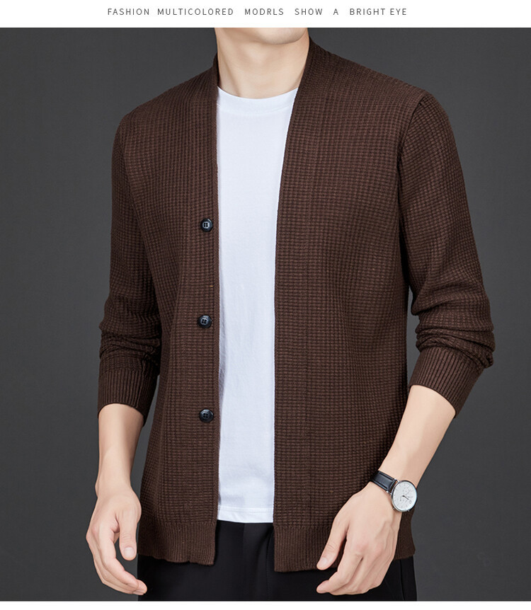 Cárdigan de punto nuevo para hombre, otoño e invierno, cómodo, sencillo, estilo diario, versátil, informal, lana sintética.