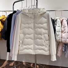 25新款压胶直冲90白鸭绒蓬松减龄保暖针织拼户外轻薄羽绒服外套女