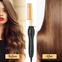 Amazon wet and dry electric heated copper comb hair straightening comb home perm curling iron electric hair straightening comb