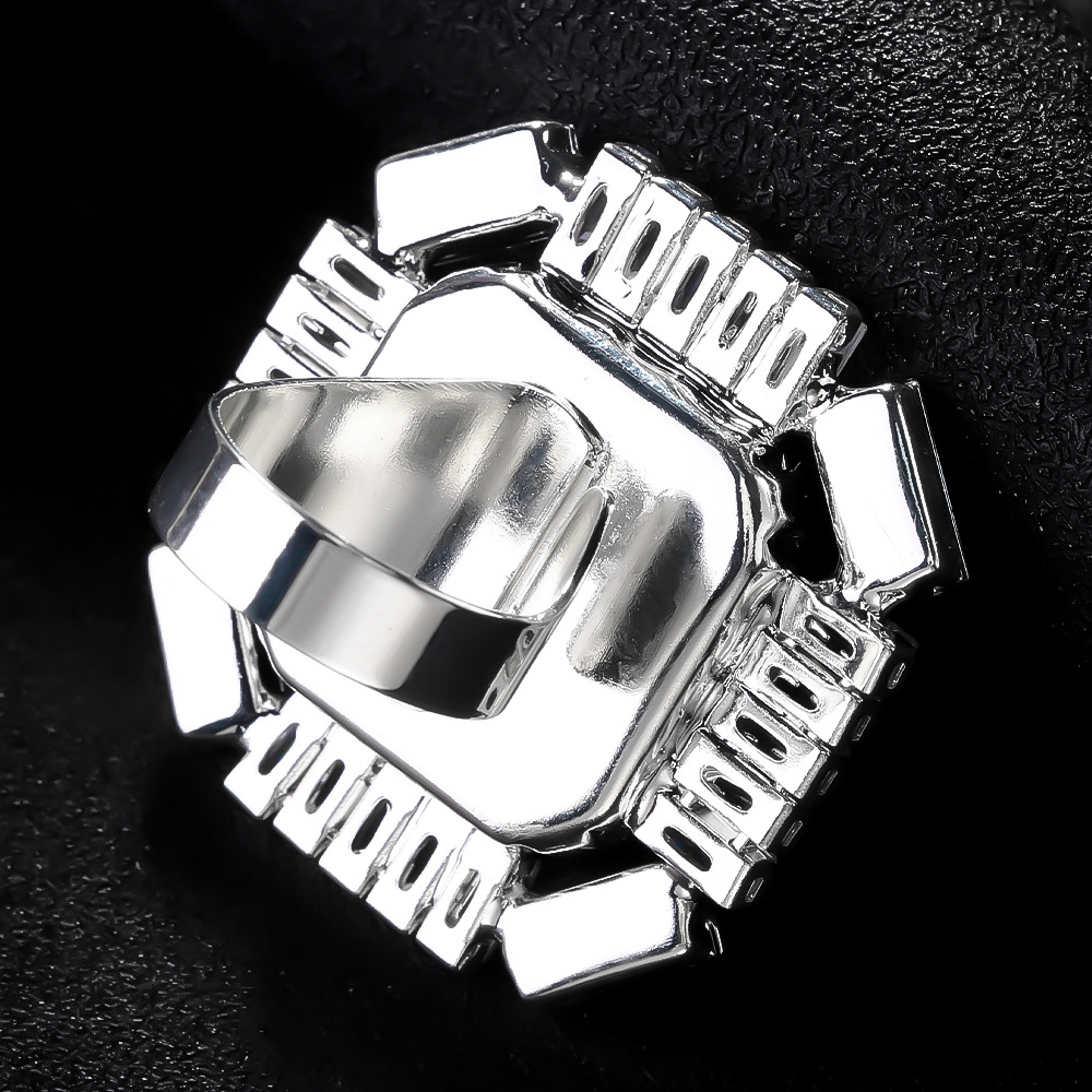 Cross-border nuevo conjunto de joyería de zircon cadena de clavícula cuadrada accesorios de anillo ajustable conjunto de joyería