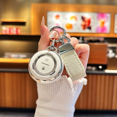 Suitable for No.9 M85C/M80C/M95C Electric vehicle key cover shell - silver-leather-rope