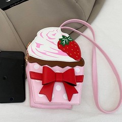 国境を越えてかわいいいちごケーキバッグ蝶ネクタイ手作り女性バッグ洋気かわいいプリンセスバッグファッションシングルショルダーバッグ