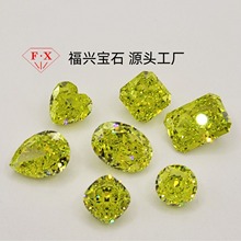 5A浅苹果绿高碳钻冰花（光边工艺）cz钻梧州人造宝石工厂