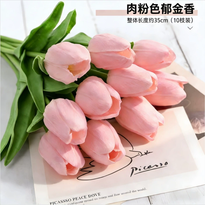 Realistic Faux Tulip Bouquet, High‑End Decorative Artificial Flowers for Wedding & Home