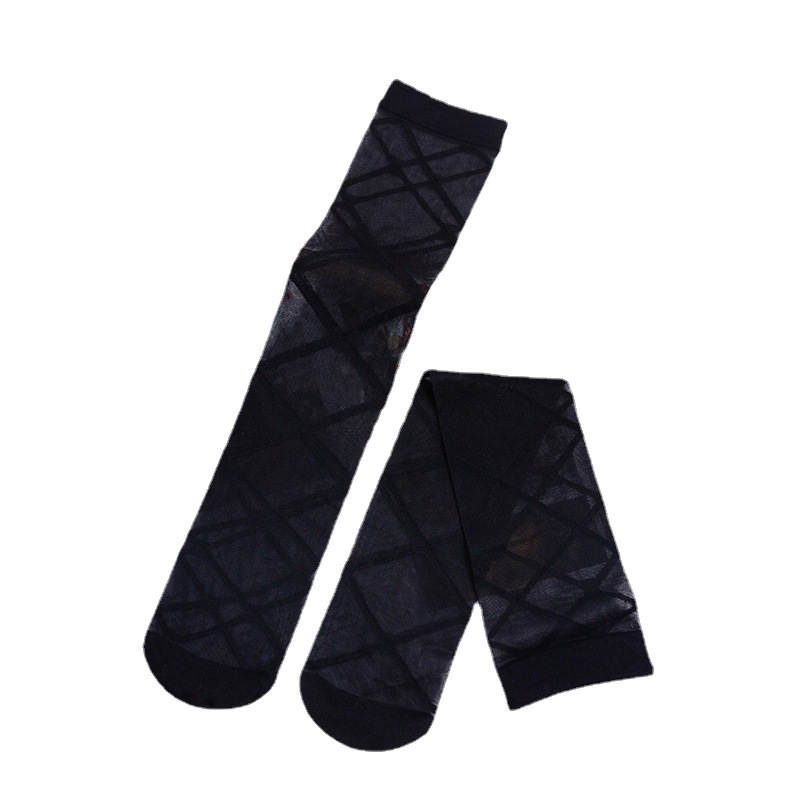 Calcetines de mujer JK estilo adulto calcetines de becerro ins diamante Cruz color sólido blanco y negro transparente medias altas medias al por mayor