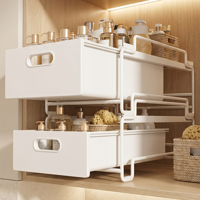 Japanese-style under-sink storage rack, pull-out bathroom cabinet storage box, multi-layer bathroom and kitchen sink shelf
