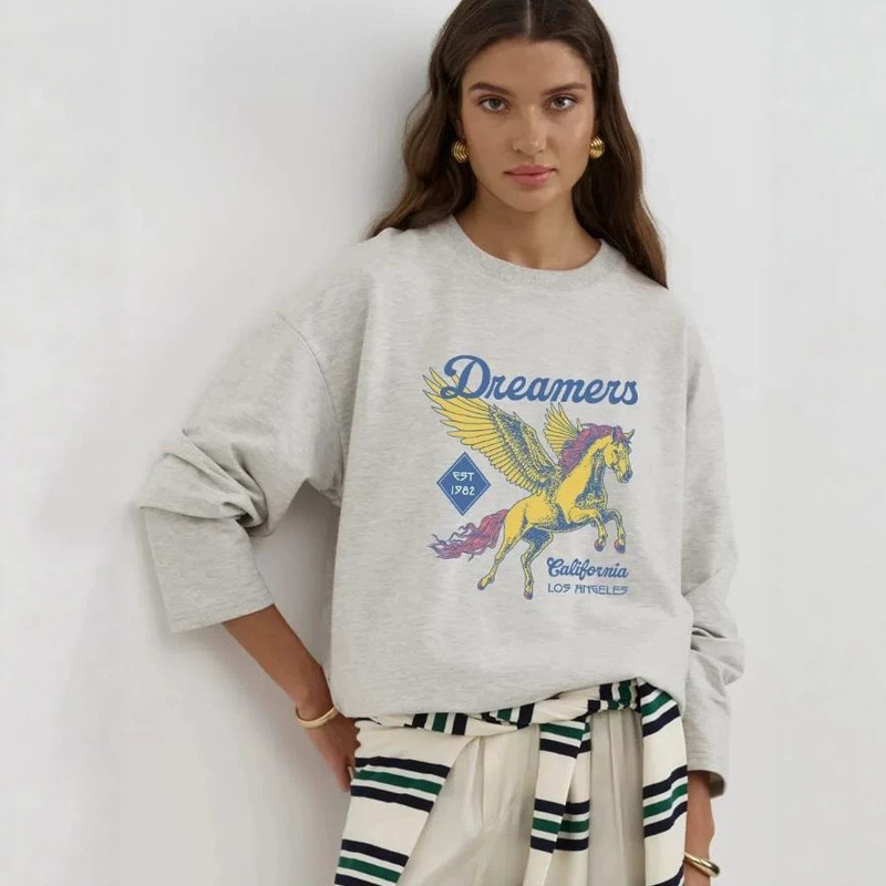 In-stock 100% pure cotton cross-border European and American plus-size women's T-shirt, Amazon loose-fitting Korean style long-sleeve casual In-stock 100% pure cotton cross-border European and American plus-size women's T-shirt, Amazon loose-fitting Korean style long-sleeve casual