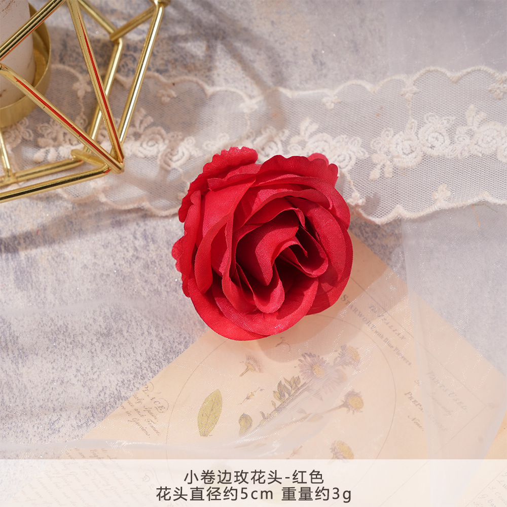 XH2-작은 곱슬 장미 머리-빨간색