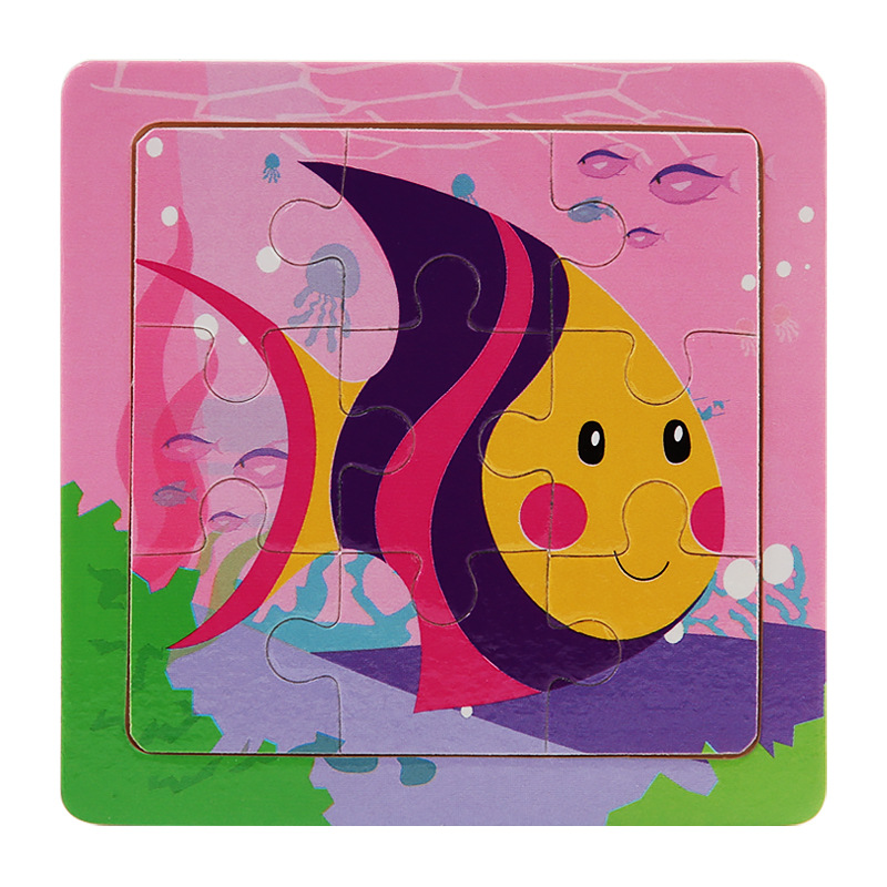 Puzzle infantil de madera mini 9 piezas puzzle puzzle puzzle animal de color pensamiento puzzle juguetes puzzle puzzle