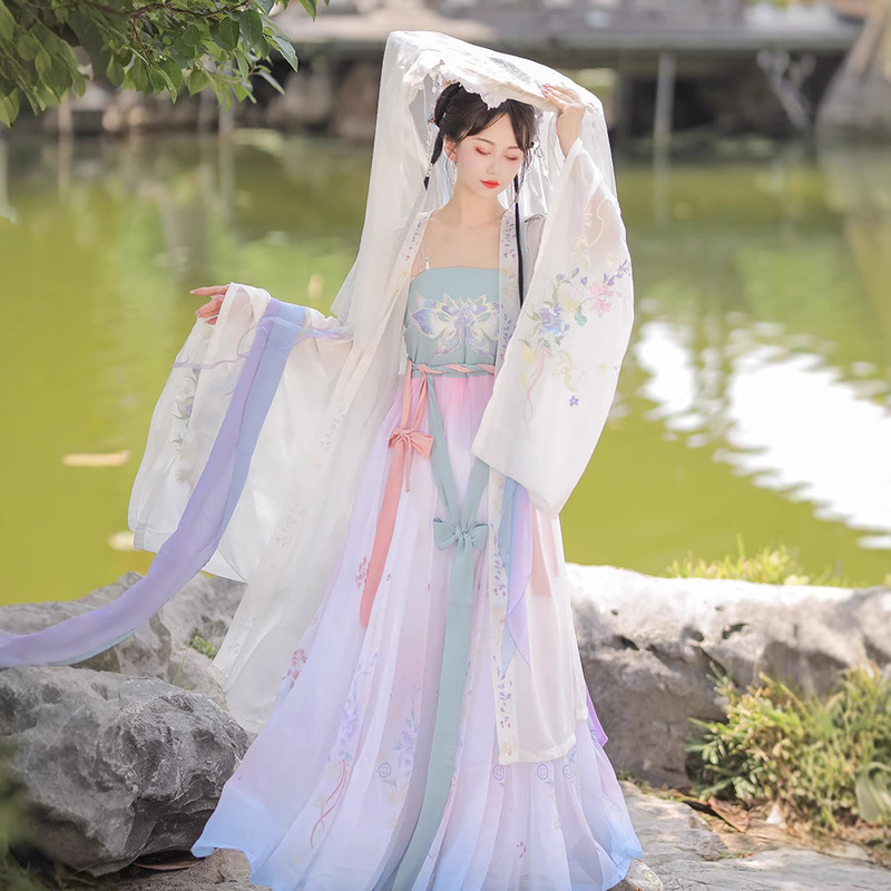 Original Chebula Skirt Hanfu Women's Clothing Tang Ancient Style Big Sleeve Shirt Fairy Elegant Full Set of Spring and Summer genuine goods Hanfu