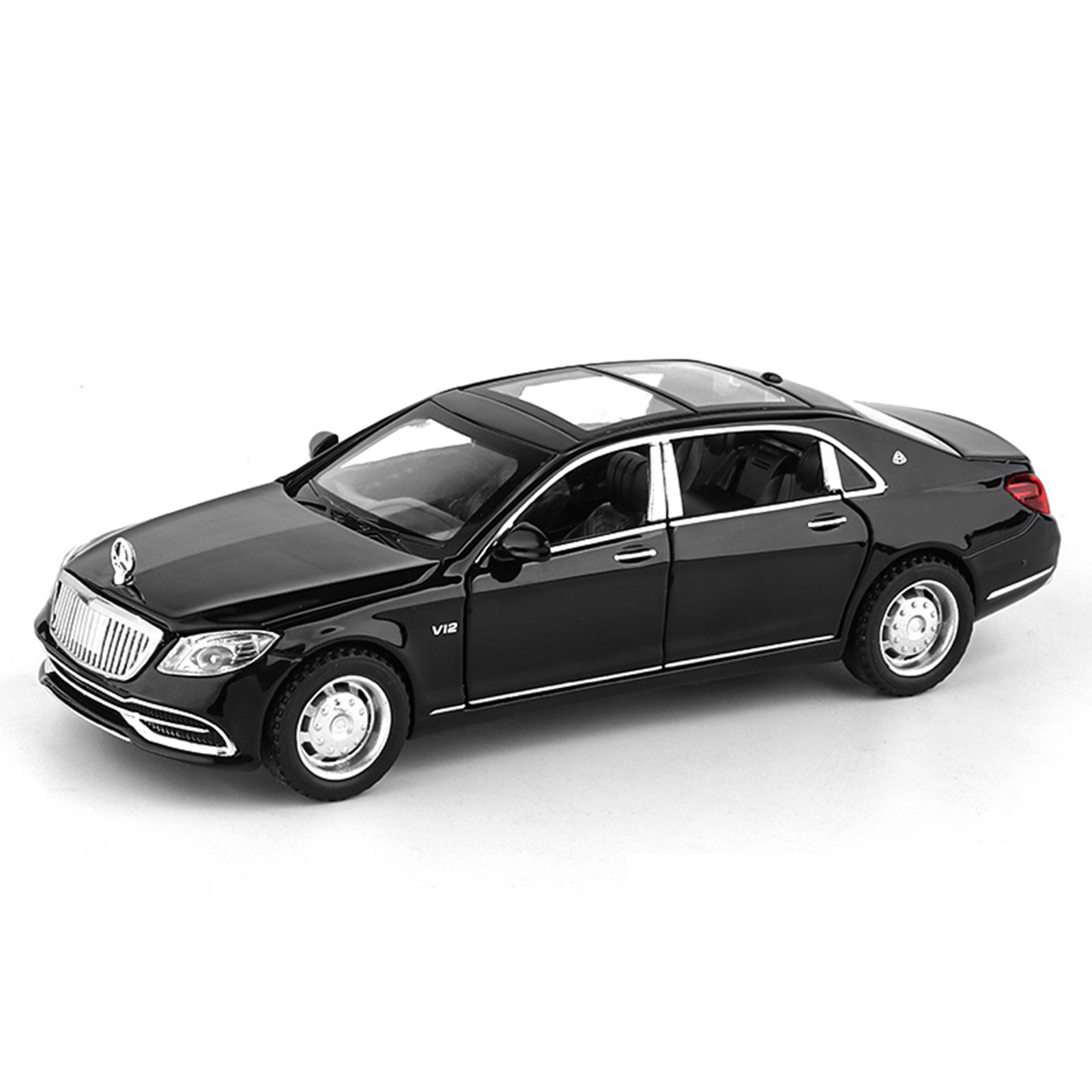 (Modelo de coche de aleación S650 a escala 1:32) en caja, realista, con sonido y luz, acción de retroceso, seis puertas que se abren, coche de juguete para niños, venta al por mayor. image 4