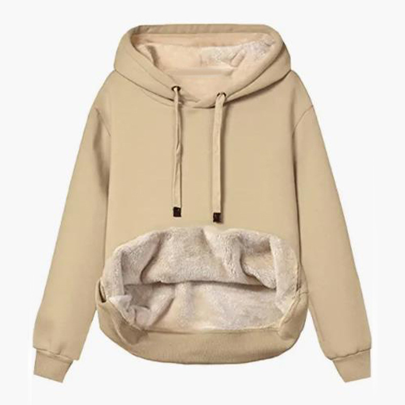 Damen Plüsch Strickjacke Mit Kapuze Winter Kapuzenpullover Jacke_voghion.com
