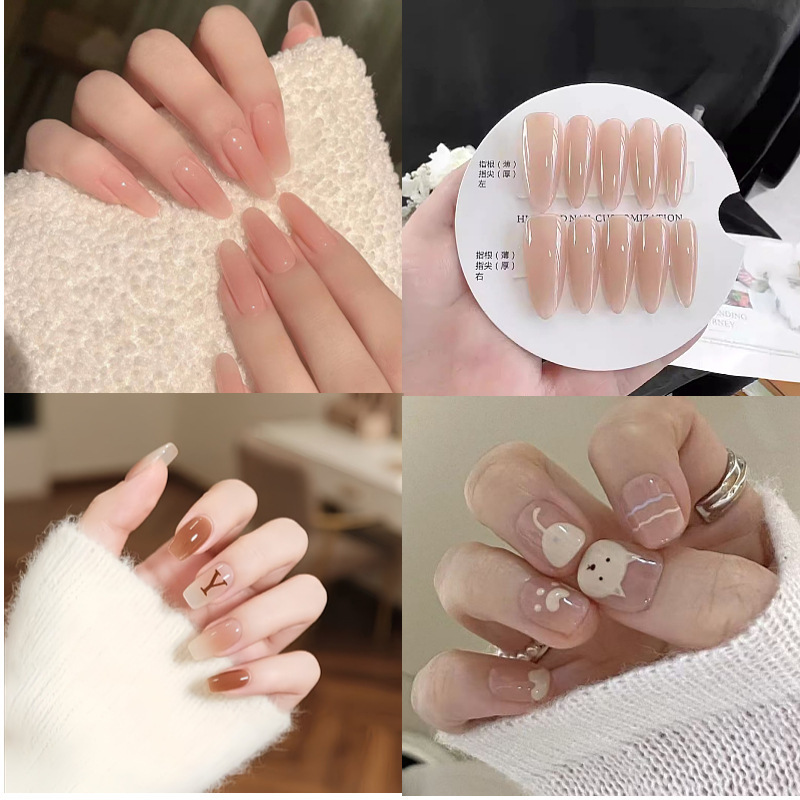 Handmade Manicure Pure Color Wearable Nails Nude Color Whitening Pure Desire Removable Reusable Nail Stickers Available for Pregnant Women Handmade Manicure Pure Color Wearable Nails Nude Color Whitening Pure Desire Removable Reusable Nail Stickers Available for Pregnant Women