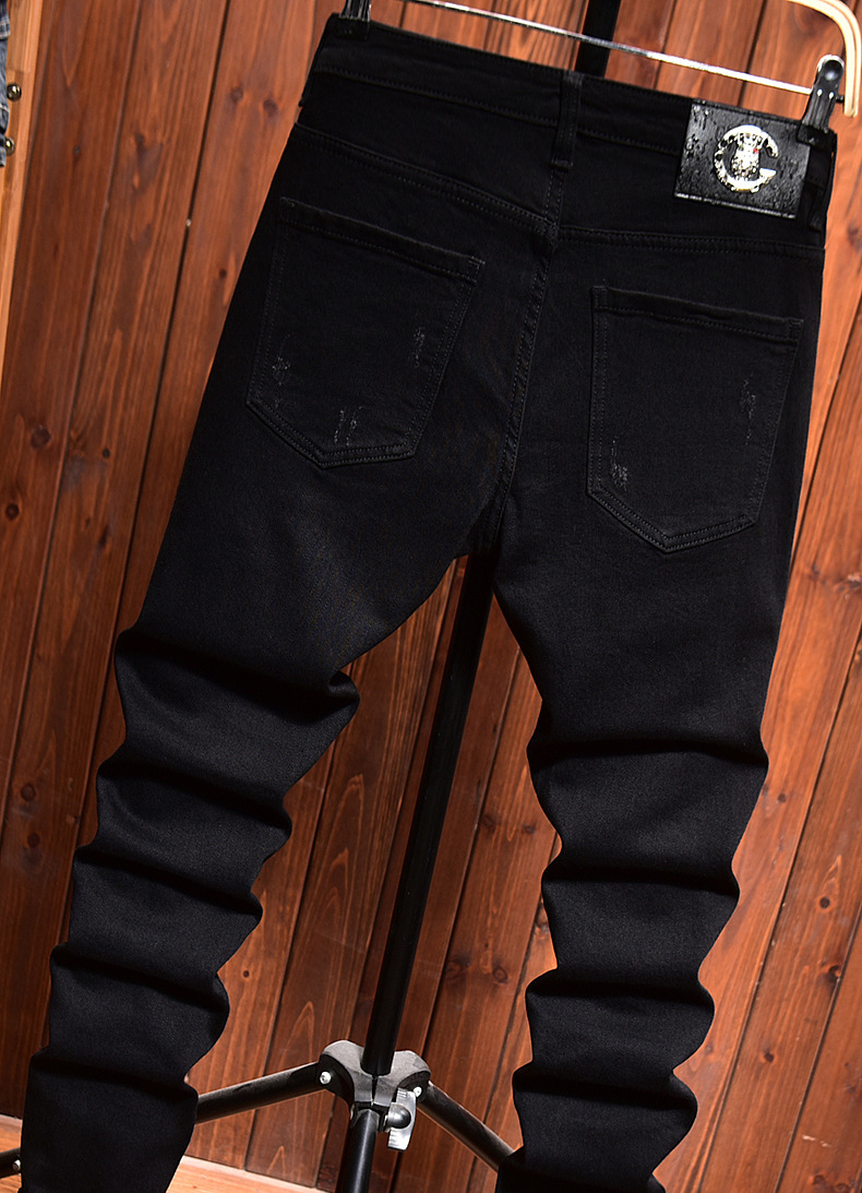 Men's Clothing High End Jeans For Men Autumn And Winter All Match Korean Style Trendy Black Elastic Slim Fit Zipper Trousers Winter_voghion.com