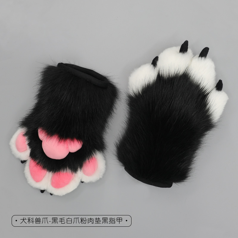 Peluche de bestia garra fursuit Internet celebridad rendimiento cos cómico show props perro bestia garra guantes Accesorios