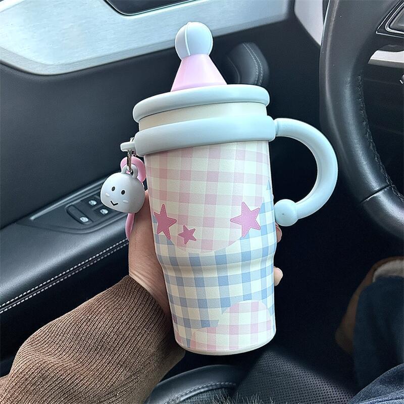 Katie Coffee Thermos Cup Large Capacity Straw Cup Portable Accompanying Male and Female Students Sports Coffee Cup Car Cup Katie Coffee Thermos Cup Large Capacity Straw Cup Portable Accompanying Male and Female Students Sports Coffee Cup Car Cup