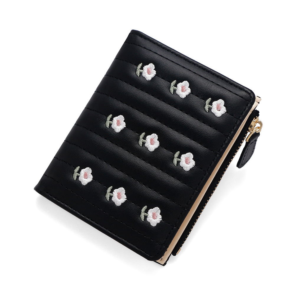 Nueva billetera corta de moda coreana linda borrada billetera corta simple bolsa de tarjetas de cambio de descuento