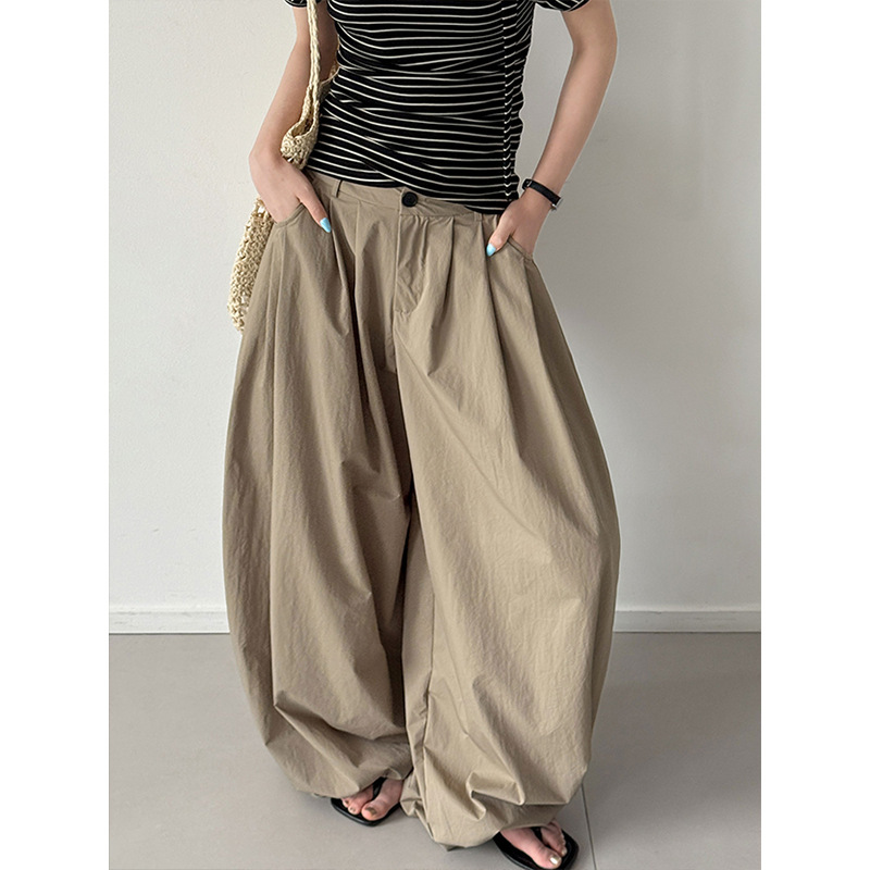 Orange Zhi Summer New Korean Style Loose Wide-Leg Pants Casual Pants Retro Casual Long Pants 8031