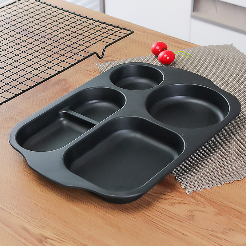 4 piezas de paja de trigo estudiante cena plato engrosada cantina compartimiento vajilla resistente a la caída anti-escaldado multi-rejilla plato logo image 8