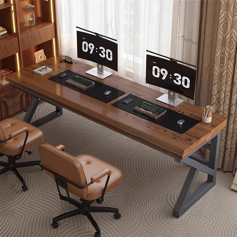 Solid Wood Double Computer Desk Desktop Work Table Two-Person Long Table Home E-Sports Table Simple Bedroom Large Board Desk
