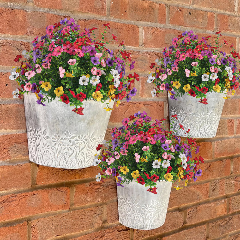 Flores artificiales de eucalipto violeta de siete cabezas para decoración de jardín exterior, hogar, hotel, boda, adornos de flores artificiales.