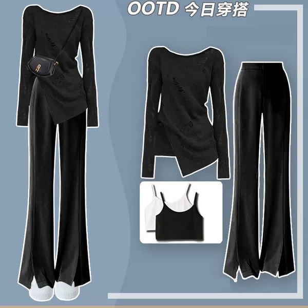Black design sweater, trend of season