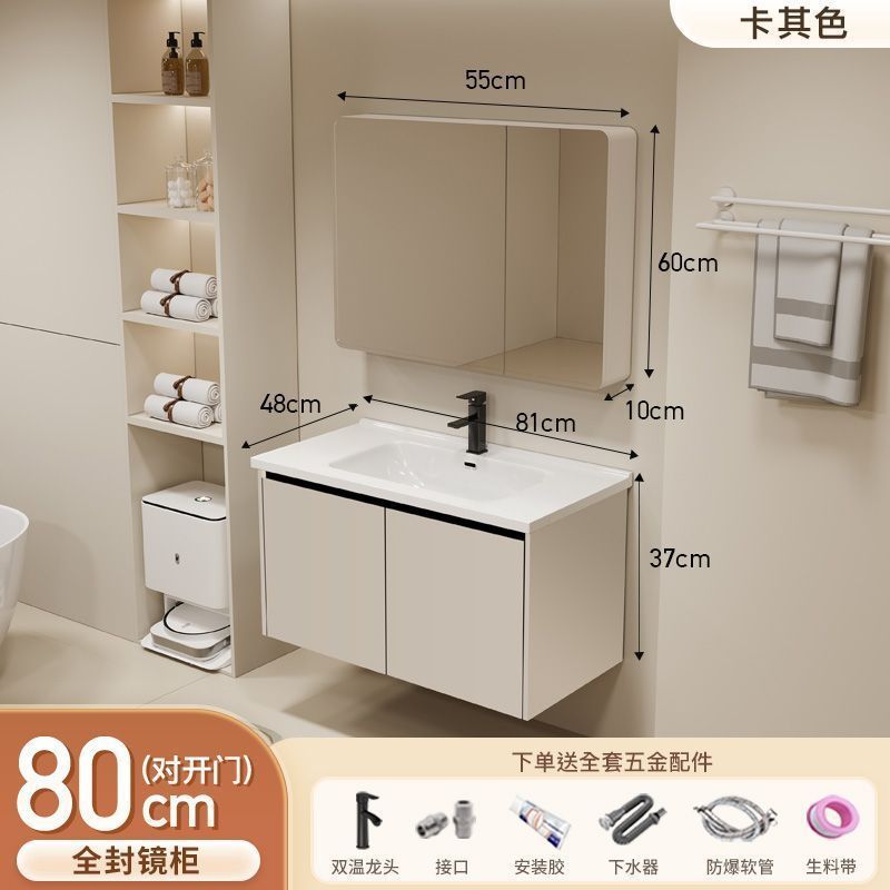 Gabinete de baño de aluminio inteligente espacial grueso combinación lavabo lavabo en cerámica lavabo fábrica de inodoro al por mayor