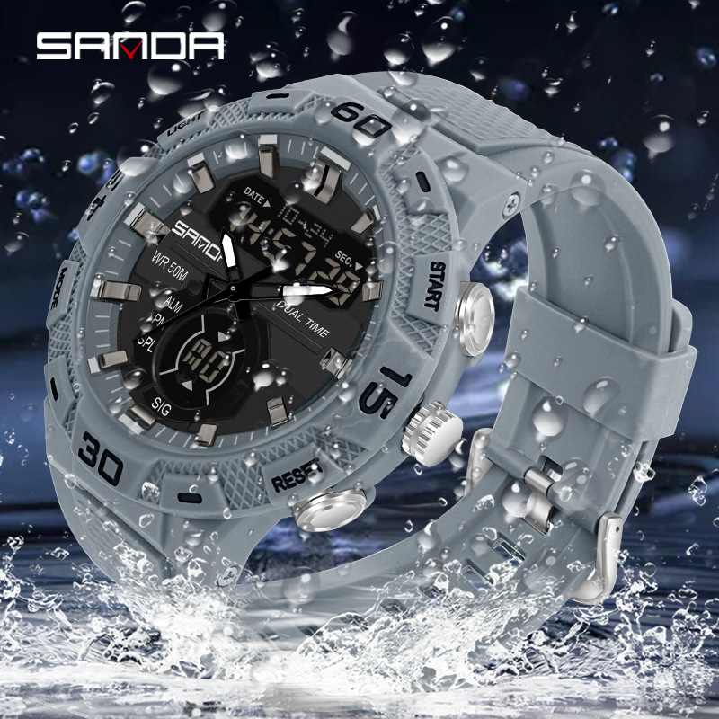 SANDA moda electrónica casual moda reloj fresco juventud hombres y mujeres reloj multifuncional 3087