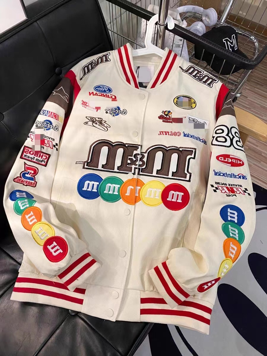 Americano bordado motocicleta béisbol uniforme Chaqueta corta hombres y mujeres de principios de primavera desmontable Hot Girl Racing hombres chaqueta pareja traje