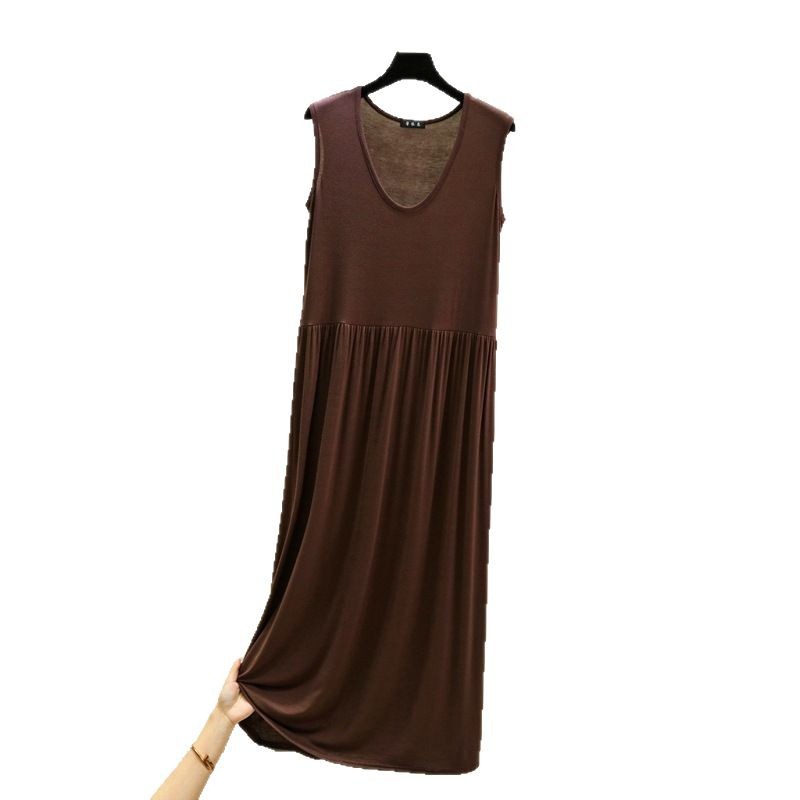 Summer New Fashion V-neck dress Women Thin Modal plus size Casual Beach Dress All-match Vic Dress