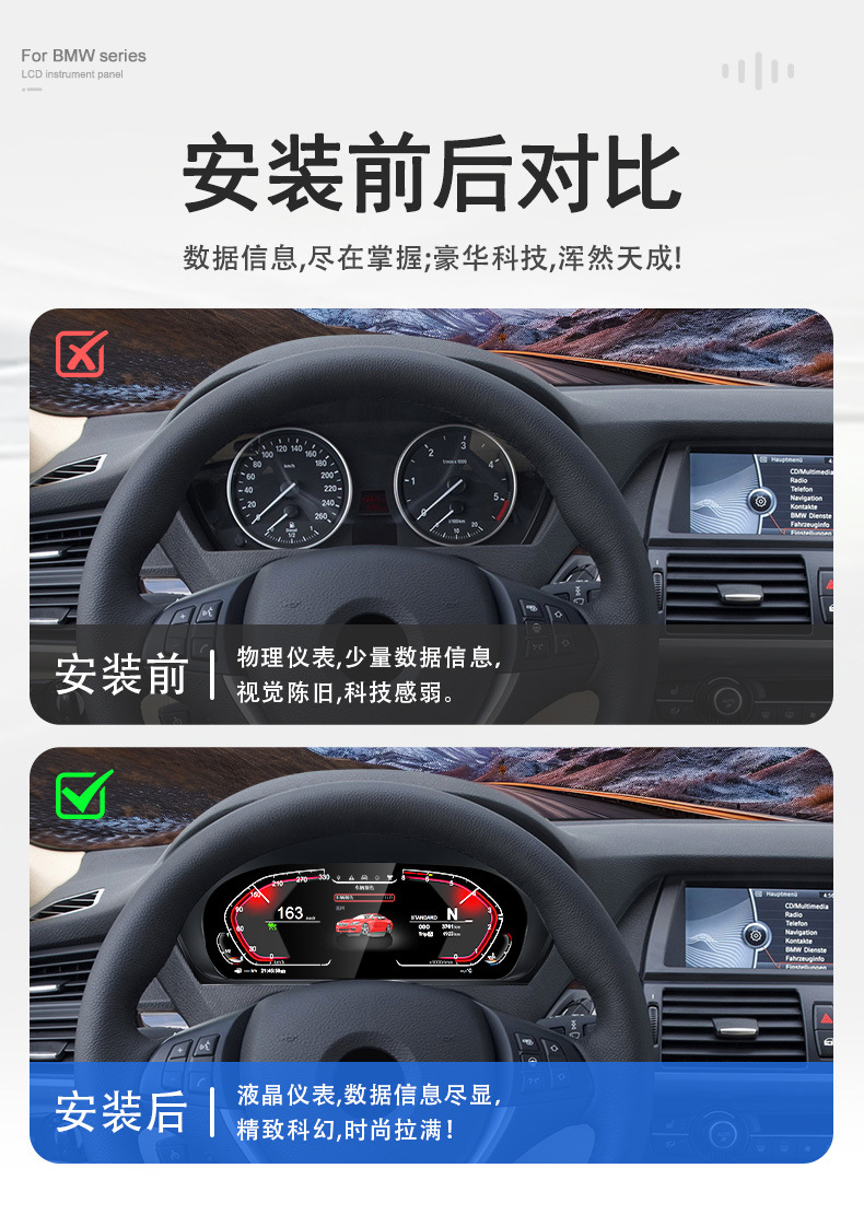 Suitable for Bmw Instrument Panel 1 Series 3 Series 5 Series X3X4X5X6F10/F20/F30 Car Lcd Instrument Panel