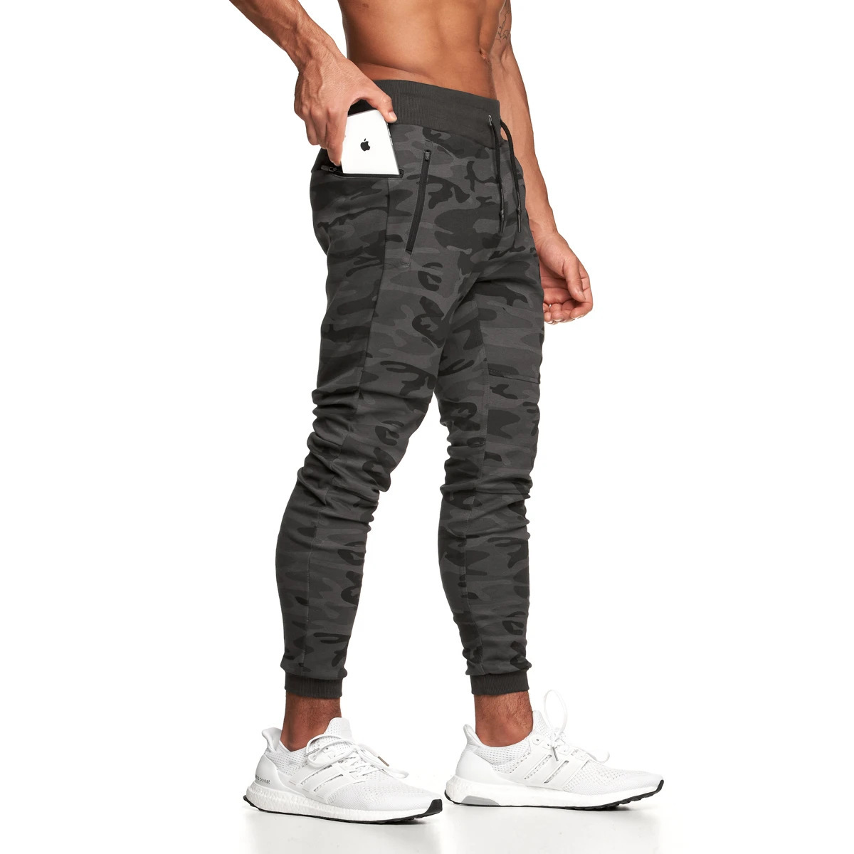 2022 de moda de estilo europeo y americano de los hombres de los deportes de los pantalones casuales de camuflaje de entrenamiento muscular de fitness slim fit tobillo-atado Pantalones
