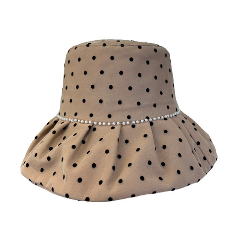 Fishing Hat for Women - Spring and Summer Outdoor Travel Fashion Polka Dot Wide Brim Sun Hat - Foldable Face Covering UV Protection Bucket Hat - Trendy