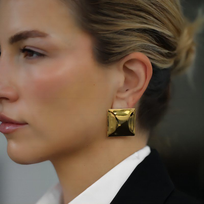 brand square earrings stainless steel
