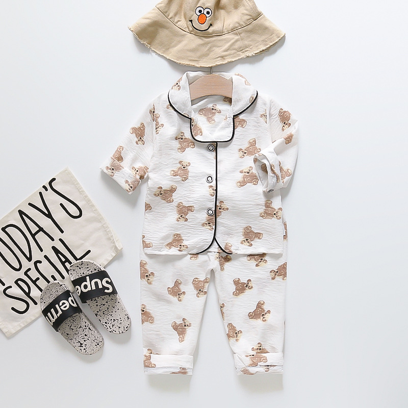 2023 primavera nuevos niños del otoño Pijamas largos oso caliente traje estilo coreano desgaste cómodo lindo moda