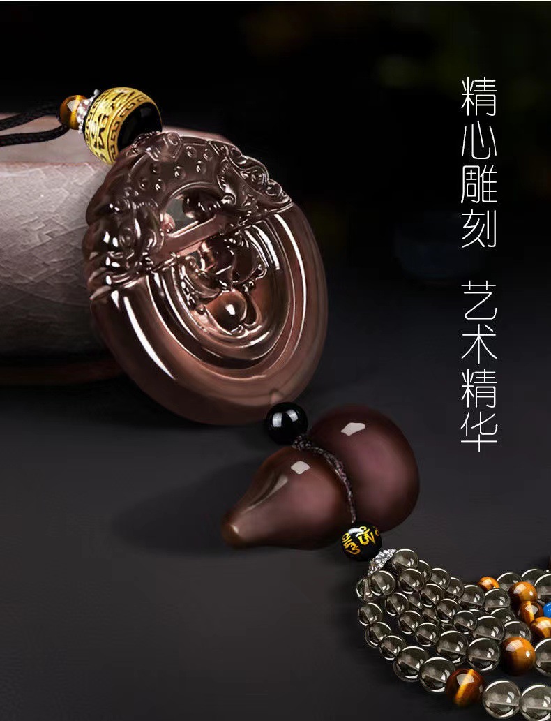 Car pendant car pendant obsidian blessing from heaven safe car high-end Jade rearview mirror pendant men and women
