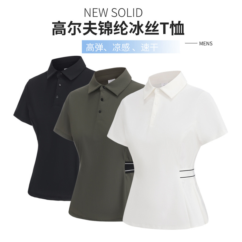 Golf Clothing for Women, Korean Slim-Fit Summer Set, Short-Sleeve Polo Shirt, T-Shirt, High-End Top, Premium Feel Jersey Golf Clothing for Women, Korean Slim-Fit Summer Set, Short-Sleeve Polo Shirt, T-Shirt, High-End Top, Premium Feel Jersey