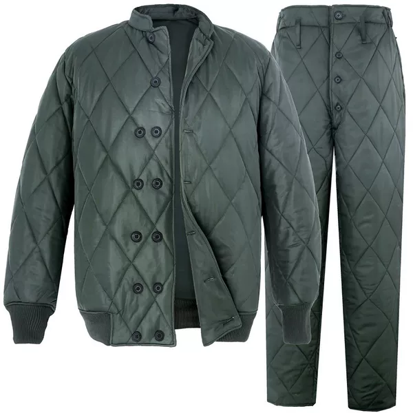 Cold region army green cotton-padded jacket winter sports pine green warm single top waist short cotton-padded trousers set