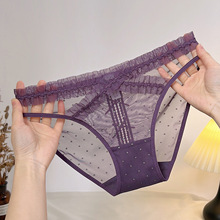 纯欲性感小腰姬蕾丝镂空印花女士内裤甜美透气网纱无痕低腰三角裤