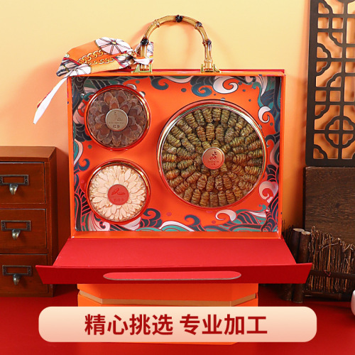 A Western Traditional Three-in-One Nourishing Gift Box with Iron-skin Dendrobium, American Ginseng Slice Root, Red Ginseng, and Reishi Mushroom as a Gift