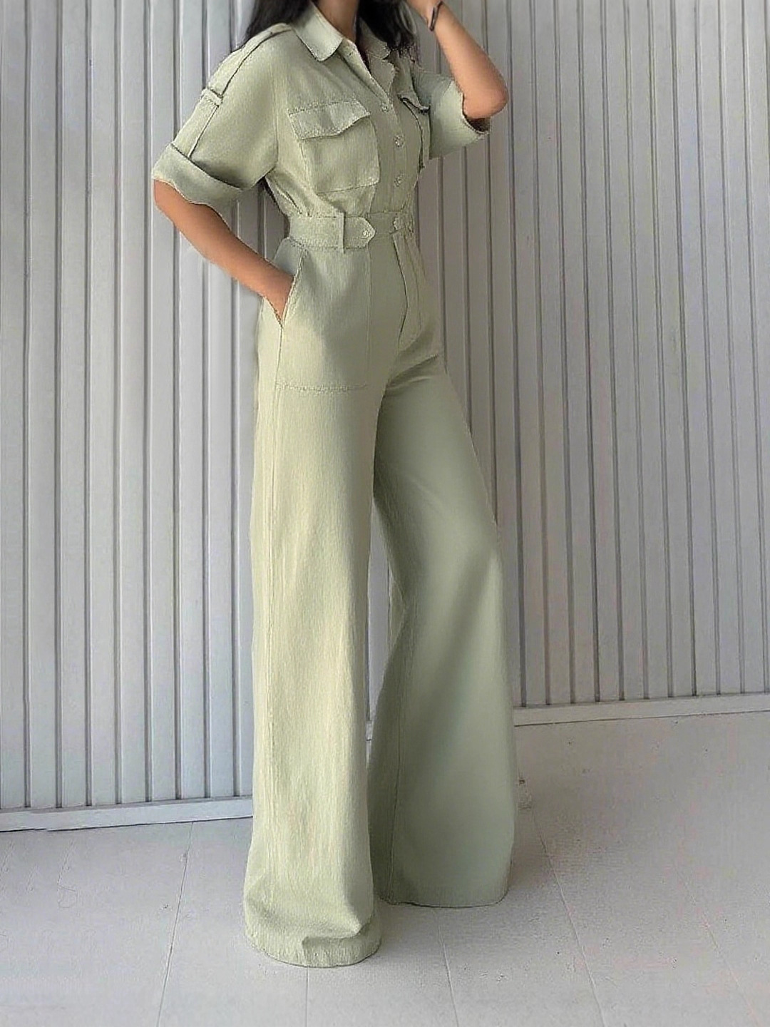 Transfronterizos 2025 otoño y invierno nuevo estilo de estilo de vestir con solapa de cintura junkers de moda casual junkers mujeres image 4