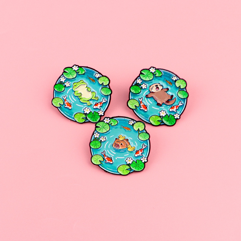 Pond Landscape Sea Otter Brooch Badge Clothing Backpack Accessories Pin Alloy Badge Cross-Border Badge