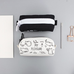 Large Zipper Cute Large Capacity Pen Bag Student Stationery Bag Instagram Japanese Personality Creative Funny Canvas Pencil Case